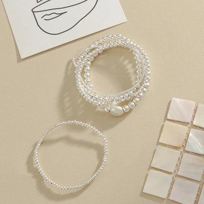 Freshwater Pearl Copper Ethnic Style Bohemian Beaded Plating Love Bracelets