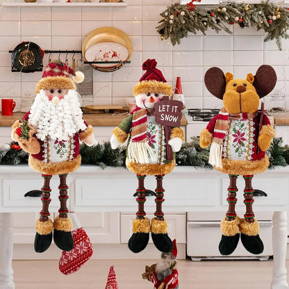 Santa Claus Snowman Reindeer Beaded Legs Christmas Doll Christmas Figurine Ornament Christmas Decoration