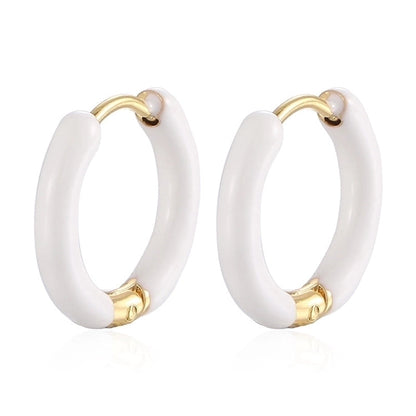 1 Pair Minimalist Circle Plating 304 Stainless Steel Silica Gel 18K Gold Plated Hoop Earrings