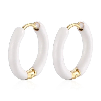 1 Pair Minimalist Circle Plating 304 Stainless Steel Silica Gel 18K Gold Plated Hoop Earrings