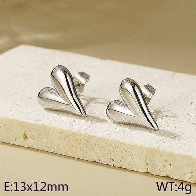 1 Pair Minimalist Heart Shape Titanium Steel Gold Plated Ear Studs