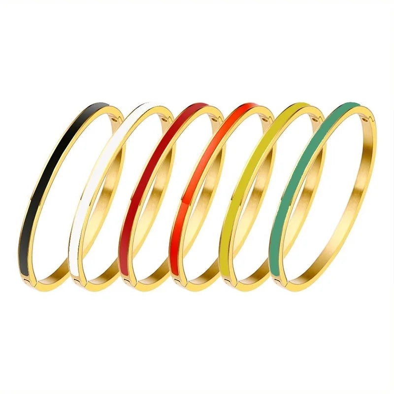 Streetwear Solid Color Stainless Steel Bangle In Bulk