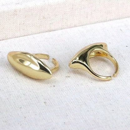 Vintage Style Minimalist Water Droplets Heart Shape Copper Gold Plated Open Rings In Bulk