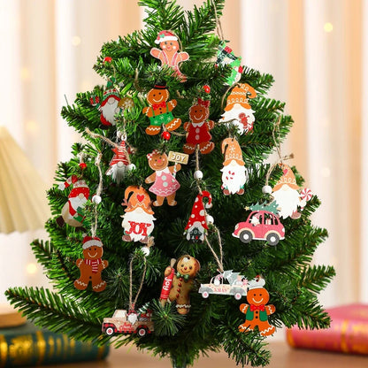 Christmas Cute Gingerbread Doll Car Wood Party Festival Hanging Ornaments Decorations Hanging Ornaments