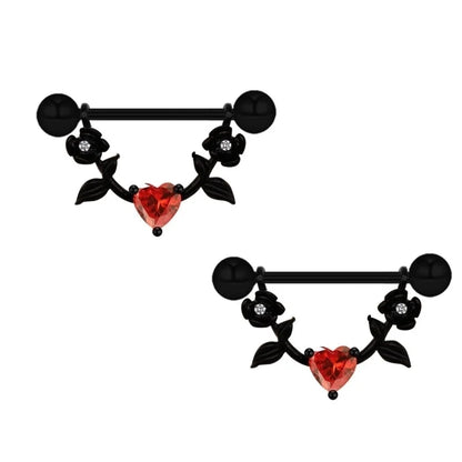 1 Piece Nipple Rings & Studs IG Style Shiny Heart Shape Flower 316L Stainless Steel Alloy Titanium Steel Epoxy Chain Inlay Resin Rhinestones Glass White Gold Plated Gold Plated