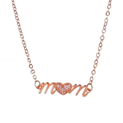 1 Piece Mama Minimalist Letter Moon Heart Shape Alloy Copper Plating Inlay Artificial Rhinestones Artificial Diamond Rose Gold Plated Gold Plated Silver Plated Pendant Necklace