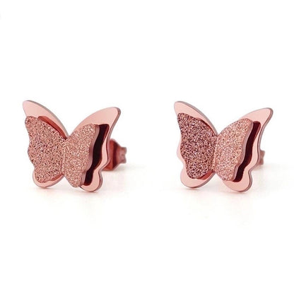 1 Pair Retro Butterfly Plating Hollow Out 304 Stainless Steel 18K Gold Plated Ear Studs