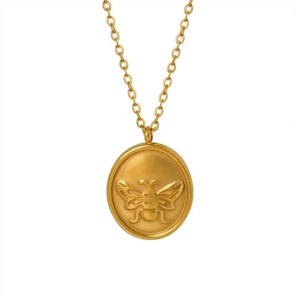 Modern Style Minimalist Bee 304 Stainless Steel 18K Gold Plated Plating Pendant Necklace