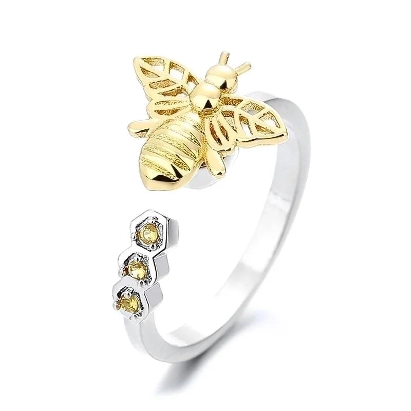 Fashion Sunflower Bee Butterfly Copper Inlay Zircon Rings