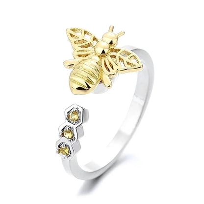 Fashion Sunflower Bee Butterfly Copper Inlay Zircon Rings