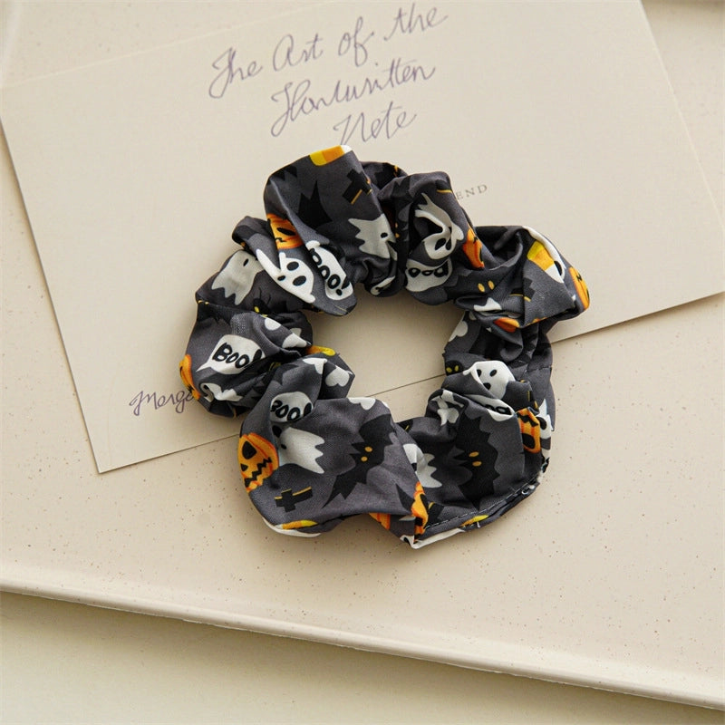 Halloween Funny Women's Skull Satin Handmade Hair Tie