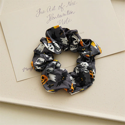 Halloween Funny Women's Skull Satin Handmade Hair Tie