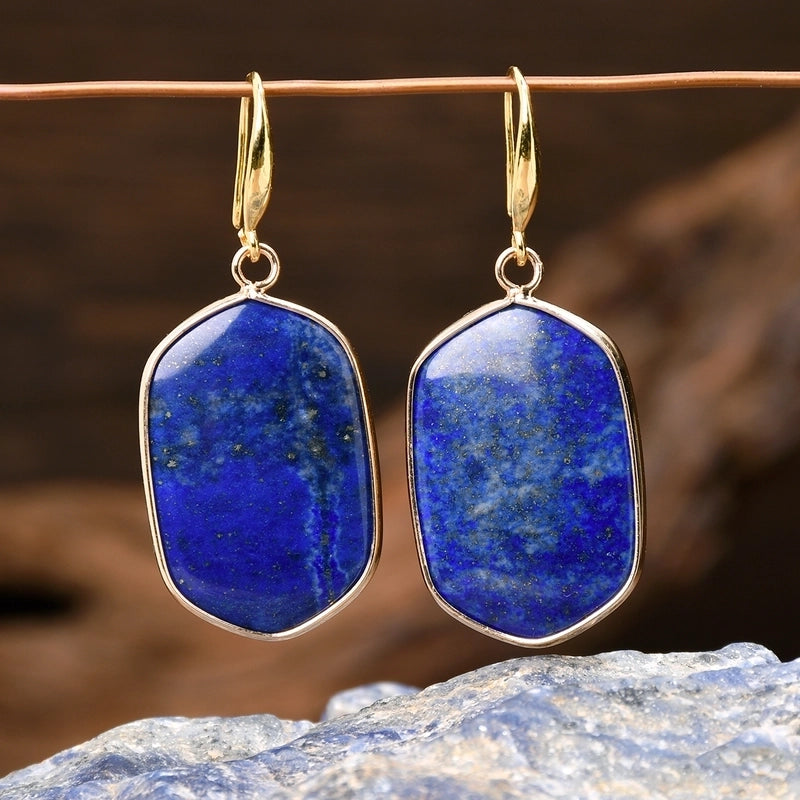 1 Piece Luxurious Handmade Geometric Handmade Three-dimensional Natural Stone Drop Earrings