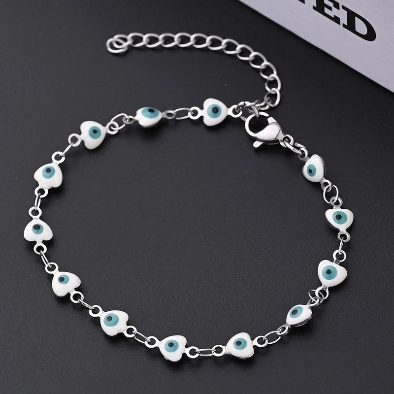 Ethnic Style Classic Style Artistic Devil's Eye Heart Shape Simple 304 Stainless Steel Bracelets In Bulk