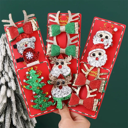 Christmas Cute Sweet Women's Christmas Tree Santa Claus Snowman Alloy Plastic Hair Clip