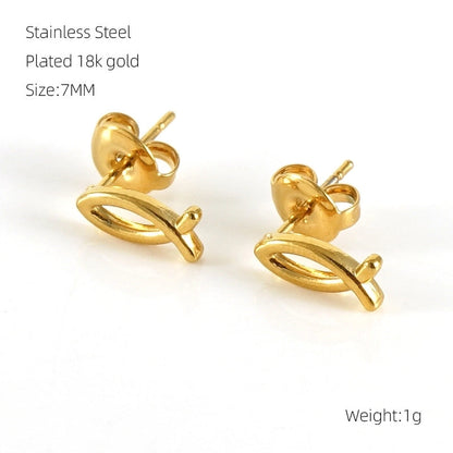 1 Pair Sweet Minimalist Star Heart Shape Airplane Hollow Out 304 Stainless Steel 18K Gold Plated Ear Studs