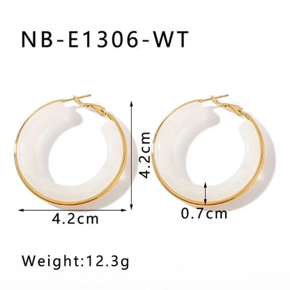 1 Pair Elegant Minimalist Classic Style Circle Multicolor Simple Plating 304 Stainless Steel 18K Gold Plated Earrings