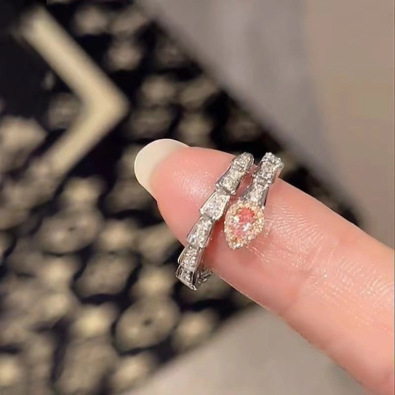 Elegant Sweet Oval Crown Copper Plating Inlay Rhinestones Open Rings