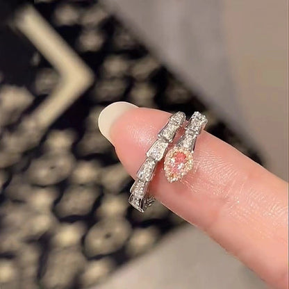 Elegant Sweet Oval Crown Copper Plating Inlay Rhinestones Open Rings