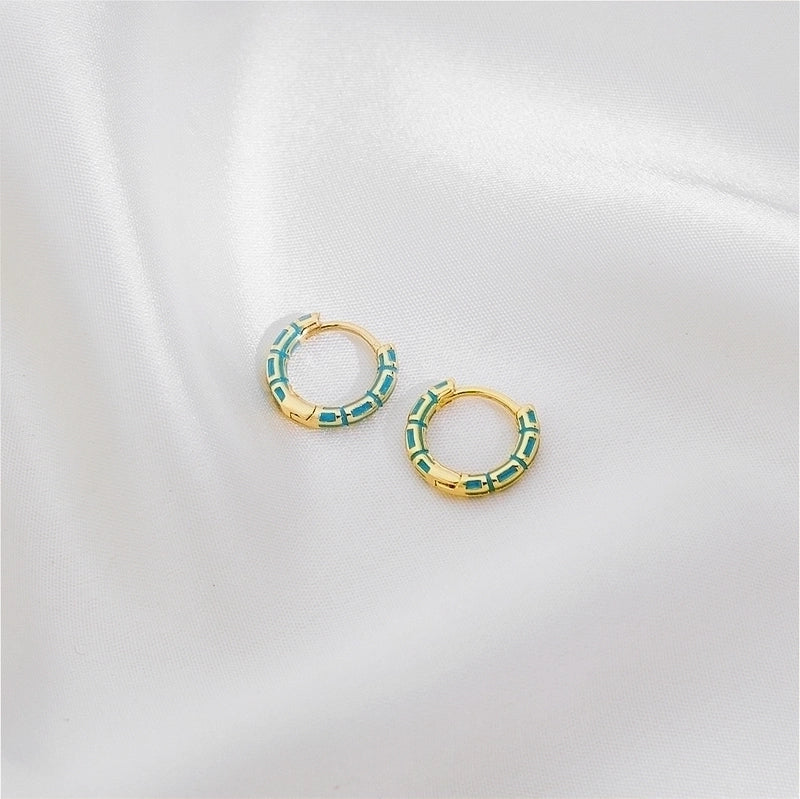 1 Pair Casual Minimalist Commute Circle Round Painted Copper Gold Plated Earrings