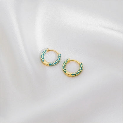 1 Pair Casual Minimalist Commute Circle Round Painted Copper Gold Plated Earrings