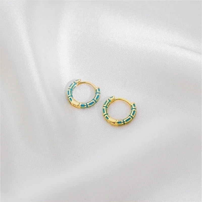 1 Pair Casual Minimalist Commute Circle Round Painted Copper Gold Plated Earrings