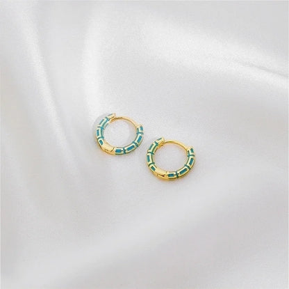 1 Pair Casual Minimalist Commute Circle Round Painted Copper Gold Plated Earrings