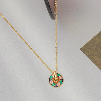 304 Stainless Steel 18K Gold Plated Retro Plating Flower Earrings Necklace