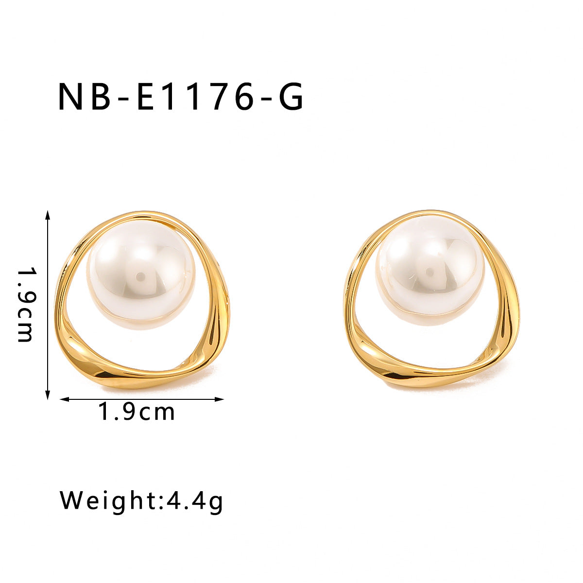 IG Style Pearl Circle Geometric Stainless Steel Electroplating Earrings
