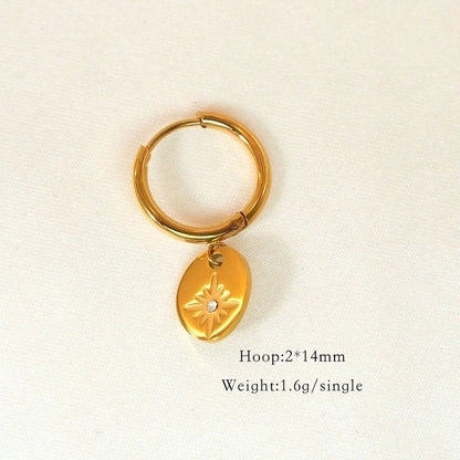 6 Pieces Minimalist Classic Style Solid Color Inlay 304 Stainless Steel Rhinestones Drop Earrings