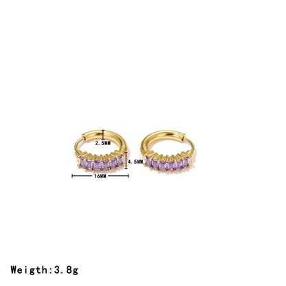 1 Pair Minimalist Geometric Plating Inlay 304 Stainless Steel Zircon Earrings