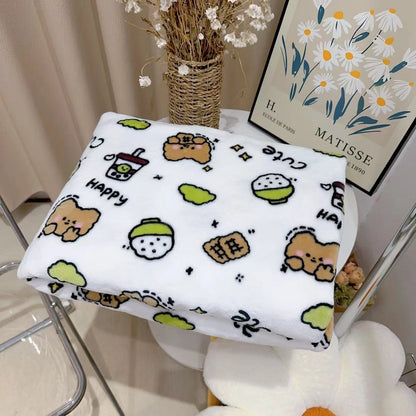 In Stock | Style Autumn And Winter Thickened Cartoon Crayon Small New Flannel Casual Plush Blanket Dormitory Bed Sheet