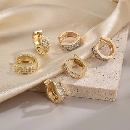 1 Pair Minimalist Streetwear Circle Plating Inlay Copper Zircon 18k Gold Plated Earrings