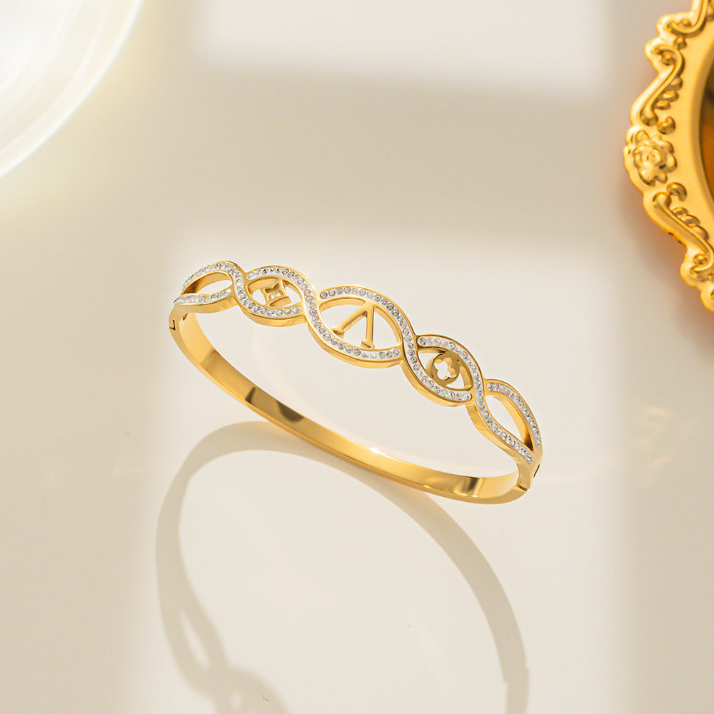 Letter Titanium Steel 18K Gold Plated Bangles