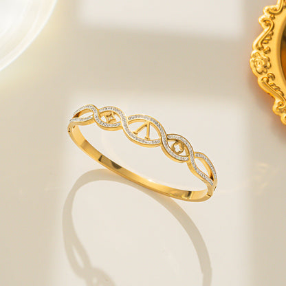 Letter Titanium Steel 18K Gold Plated Bangles