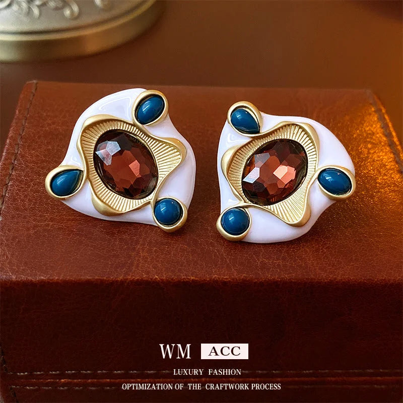 Moderate Luxury Triangle Geometric Alloy Oil Dripping Earrings