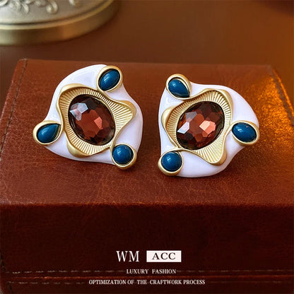 Moderate Luxury Triangle Geometric Alloy Oil Dripping Earrings