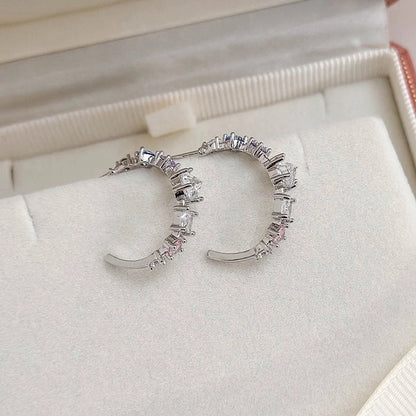 1 Pair Elegant Lady Streetwear Water Droplets Heart Shape Flower Hollow Out Inlay Steel Imitation Pearl Zircon Drop Earrings