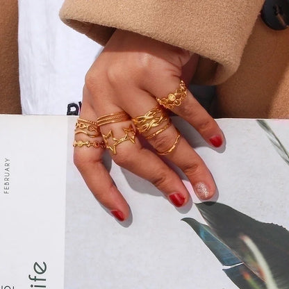 Fashion Geometric 304 Stainless Steel 18K Gold Plated Plating Open Ring