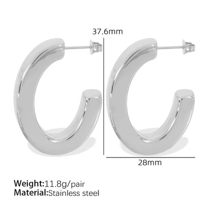 1 Pair Minimalist C Shape Oval Plating Titanium Steel 18K Gold Plated Ear Studs
