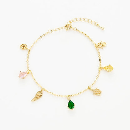 Copper Elegant Gold Plated Leaves Heart Shape Zircon Bracelets