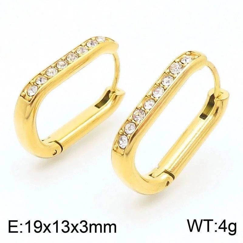1 Pair Basic Minimalist Classic Style Geometric Star Solid Color 304 Stainless Steel 18K Gold Plated Hoop Earrings