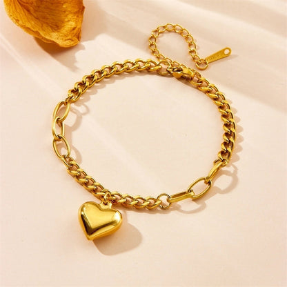 Minimalist Classic Style Heart Shape 304 Stainless Steel Stainless Steel Bracelets In Bulk