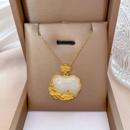 Fashion Geometric Titanium Steel Copper Plating Artificial Diamond Necklace