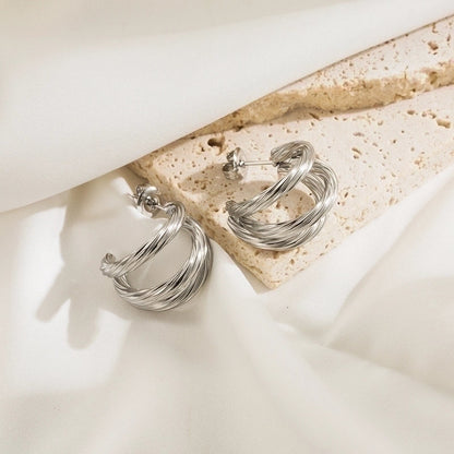 1 Pair Minimalist Classic Style C Shape Plating Stainless Steel 14k Gold Plated Ear Studs