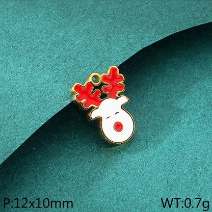 Stainless Steel Christmas Series Oil Drop Elk Style Pendant Diy Accessories Compatible With Bracelets And Necklaces