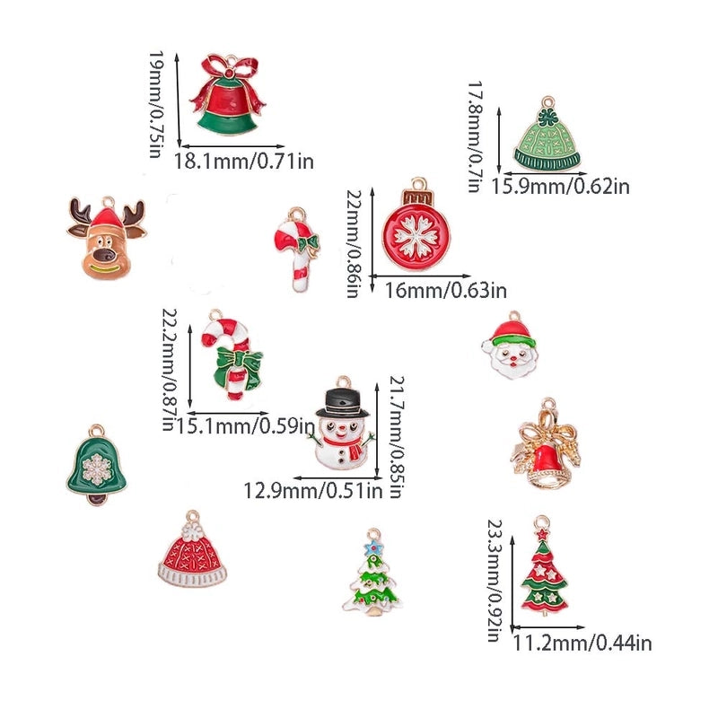 10 PCS/Package 15.9*17.8mm 16*22MM 18.1*19mm Alloy Christmas Hat Christmas Tree Santa Claus Pendant Jewelry Accessories
