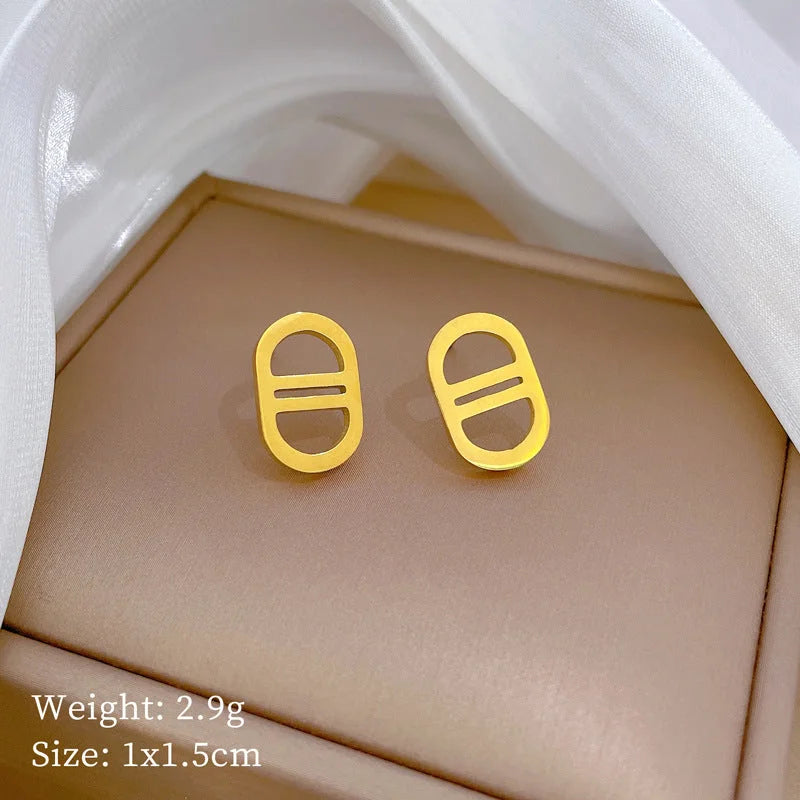 Korean Cosmos Geometric Titanium Steel Electroplating Earrings