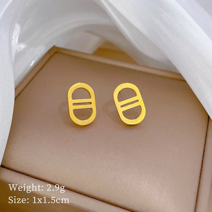 Korean Cosmos Geometric Titanium Steel Electroplating Earrings