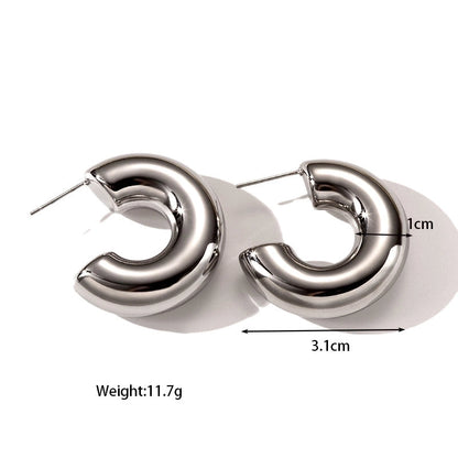 1 Pair Casual Classic Style C Shape U Shape Irregular Plating 304 Stainless Steel Earrings Ear Studs